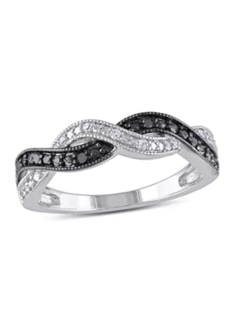 1/10 ct. t.w. Black and White Diamond Infinity Anniversary Band Sterling Silver