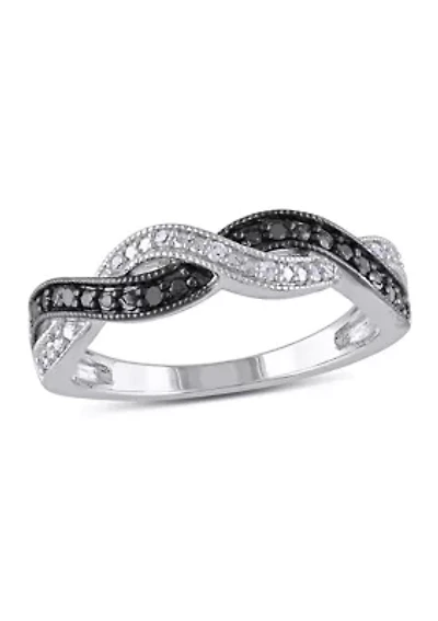 1/10 ct. t.w. Black and White Diamond Infinity Anniversary Band Sterling Silver