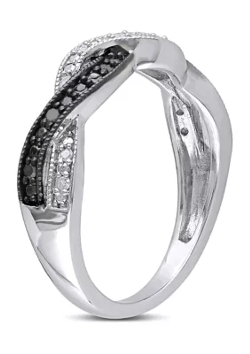1/10 ct. t.w. Black and White Diamond Infinity Anniversary Band Sterling Silver