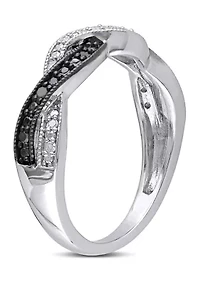 1/10 ct. t.w. Black and White Diamond Infinity Anniversary Band Sterling Silver