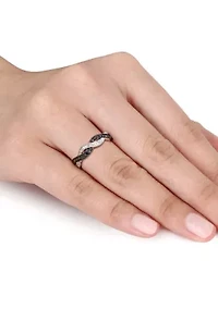 1/10 ct. t.w. Black and White Diamond Infinity Anniversary Band Sterling Silver