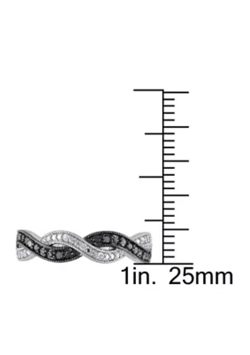1/10 ct. t.w. Black and White Diamond Infinity Anniversary Band Sterling Silver