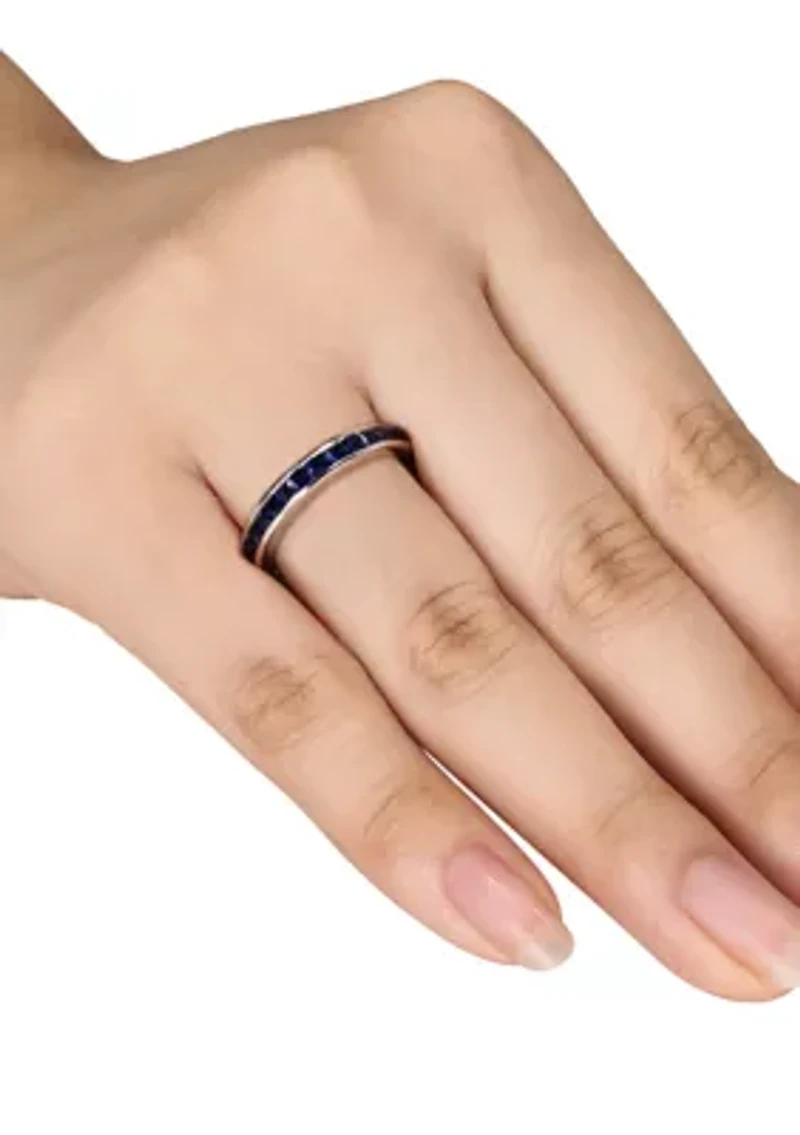 3/4 ct. t.w. Lab Created Blue Sapphire Eternity Ring Sterling Silver