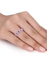 4/5 ct. t.w. Lab Created Pink and White Sapphire Anniversary Band Sterling Silver