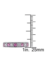 4/5 ct. t.w. Lab Created Pink and White Sapphire Anniversary Band Sterling Silver
