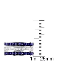 2.25 ct. t.w. Lab Created Blue and White Sapphire -Piece Anniversary Band Set of Stacking Rings Sterling Silver