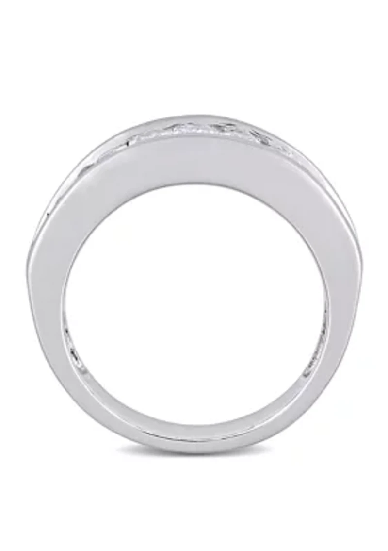 2.75 ct. t.w. Baguette Cut Lab Created White Sapphire Semi Eternity Anniversary Band Sterling Silver