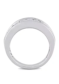 2.75 ct. t.w. Baguette Cut Lab Created White Sapphire Semi Eternity Anniversary Band Sterling Silver