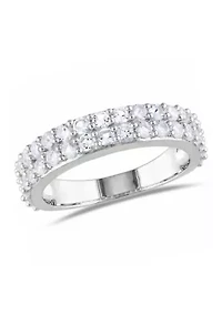1.88 ct. t.w. Lab Created White Sapphire Double Row Ring Sterling Silver