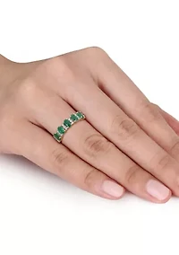 1.1 ct. t.w. Emerald and 1/6 Diamond Semi Eternity Ring 14K Yellow Gold