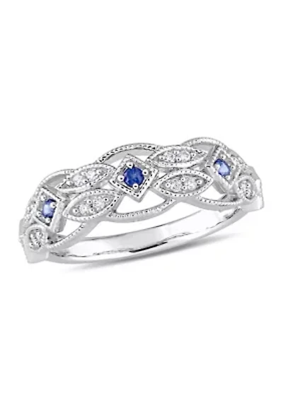 1/3 ct. t.w. Sapphire and 1/10 Diamond Ring 10K White Gold
