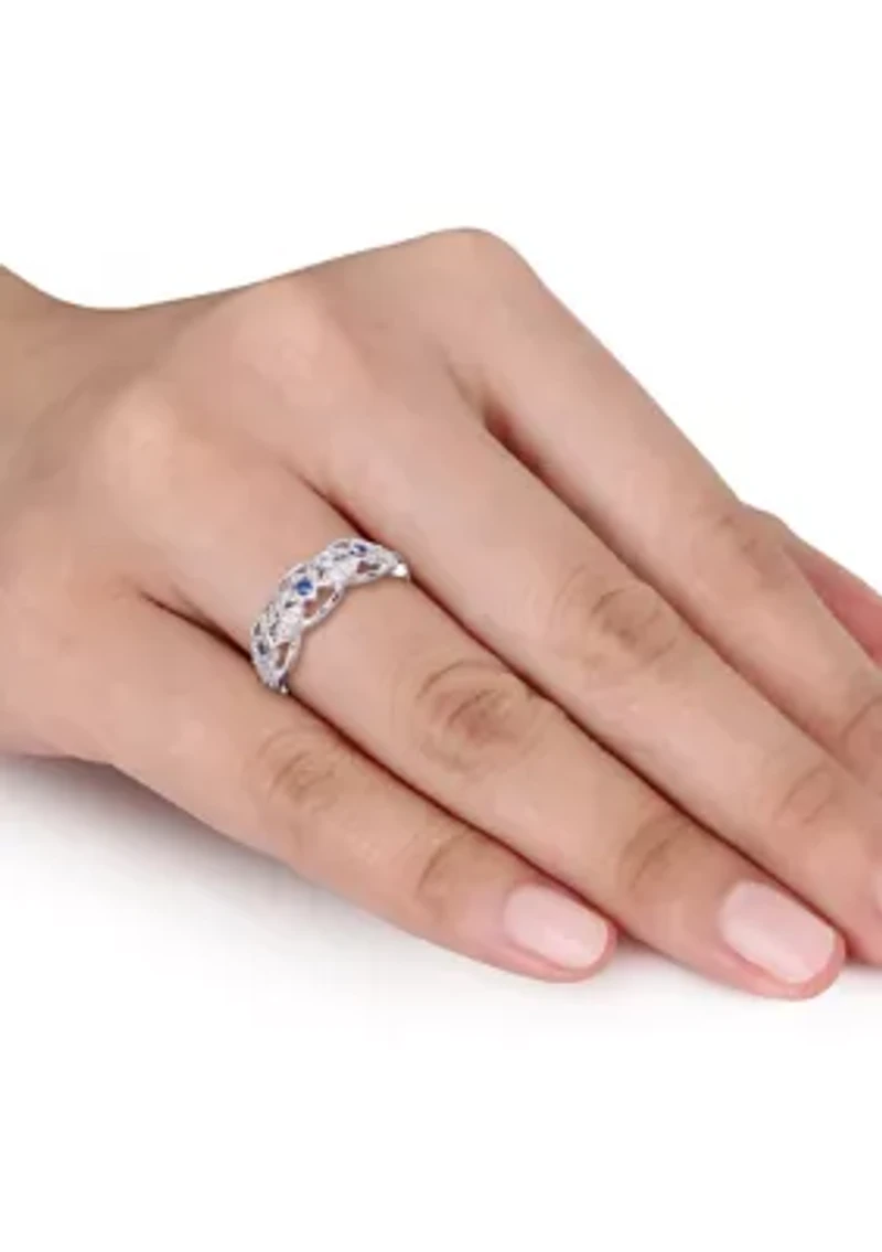 1/3 ct. t.w. Sapphire and 1/10 Diamond Ring 10K White Gold