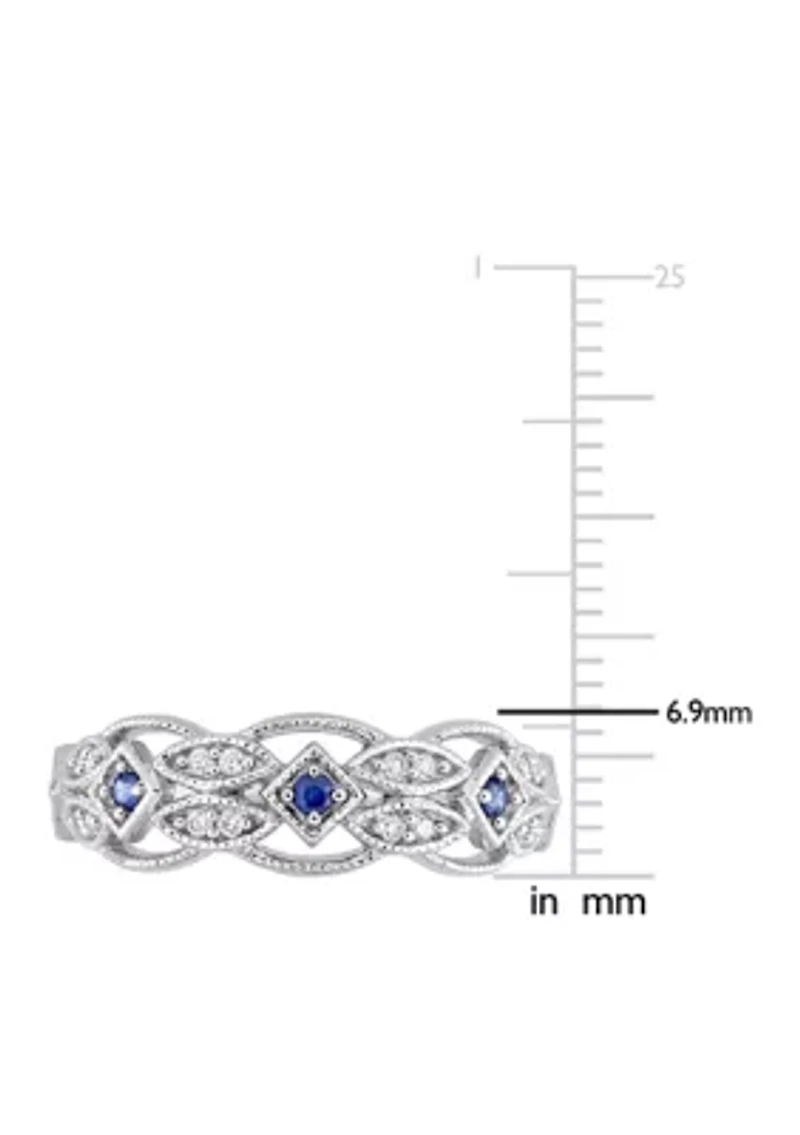 1/3 ct. t.w. Sapphire and 1/10 Diamond Ring 10K White Gold