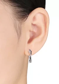 Black and White Diamond Hoop Earrings in Sterling Silver