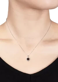 10k White Gold Garnet and Diamond Heart Pendant