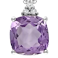 10k White Gold Amethyst Pendant