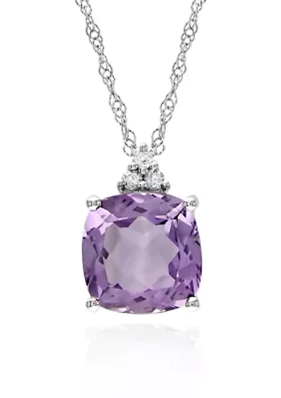 10k White Gold Amethyst Pendant