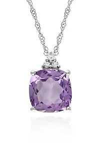 10k White Gold Amethyst Pendant