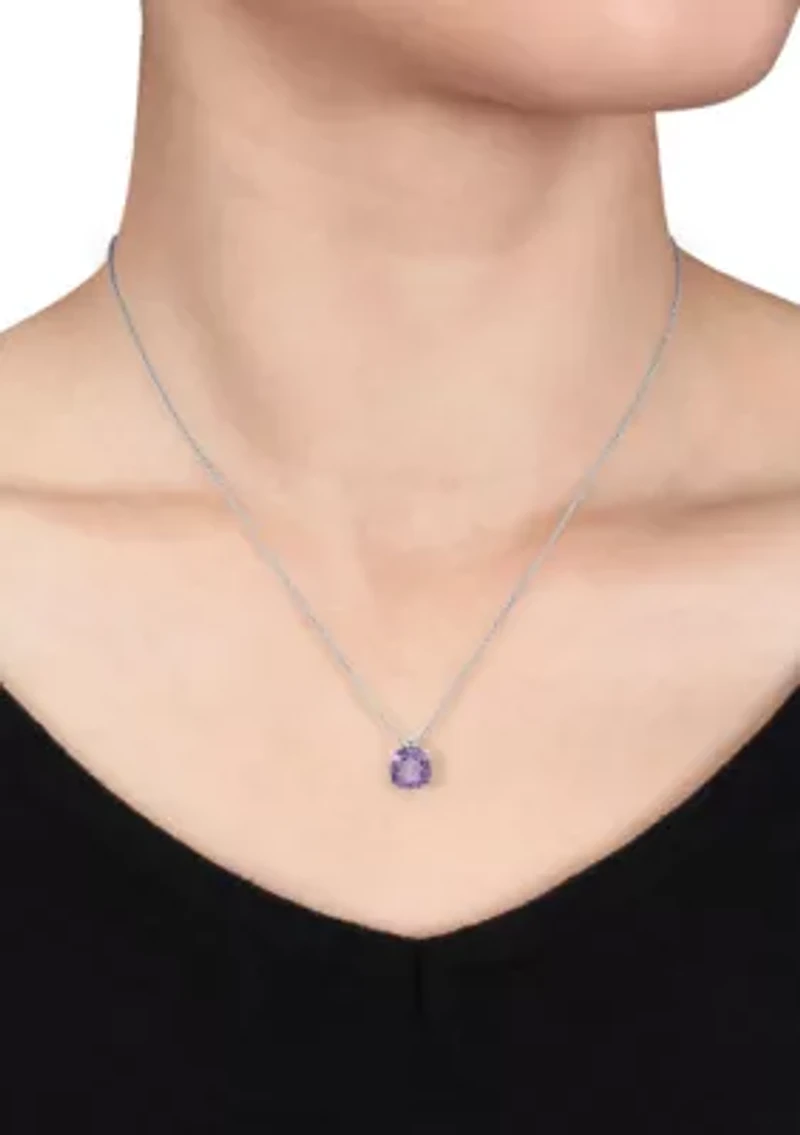 10k White Gold Amethyst Pendant