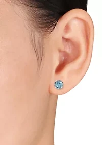 10k White Gold Blue Topaz Stud Earrings