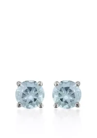 14k White Gold Aquamarine Stud Earrings