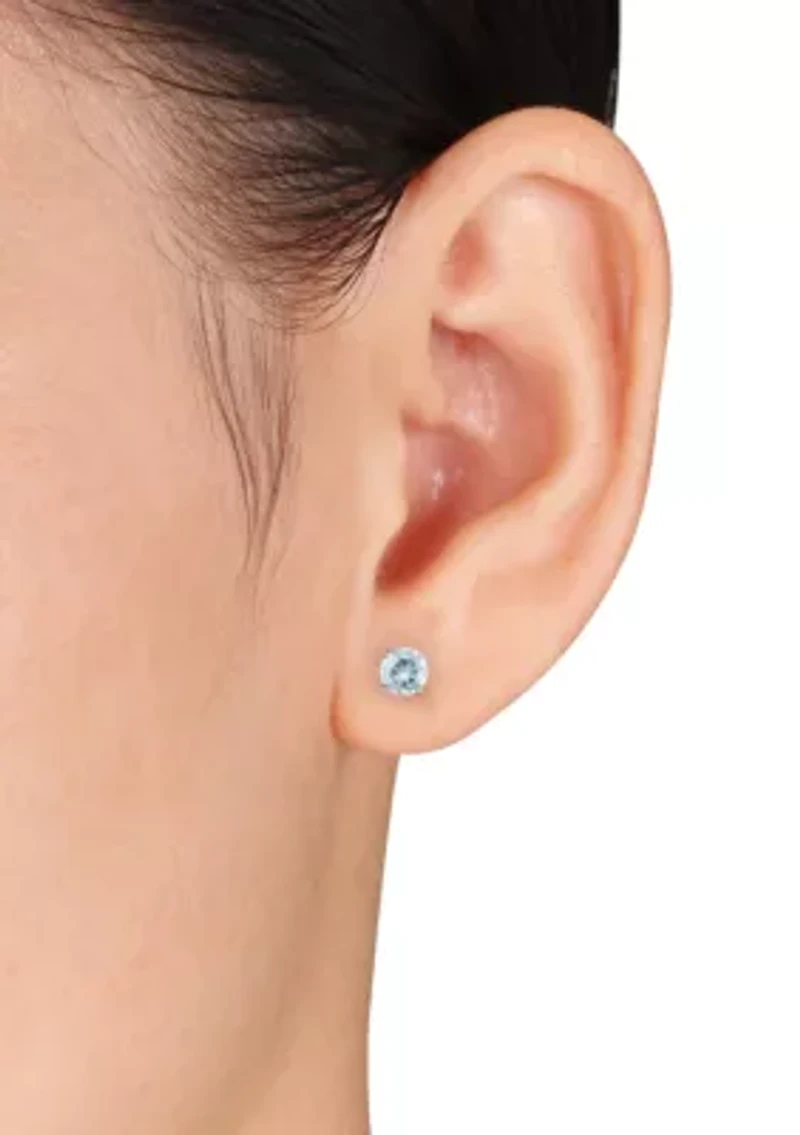 14k White Gold Aquamarine Stud Earrings