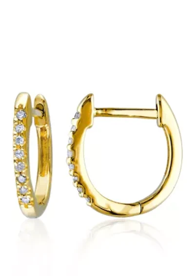 Diamond Hoop Earrings in 10k Yellow Gold