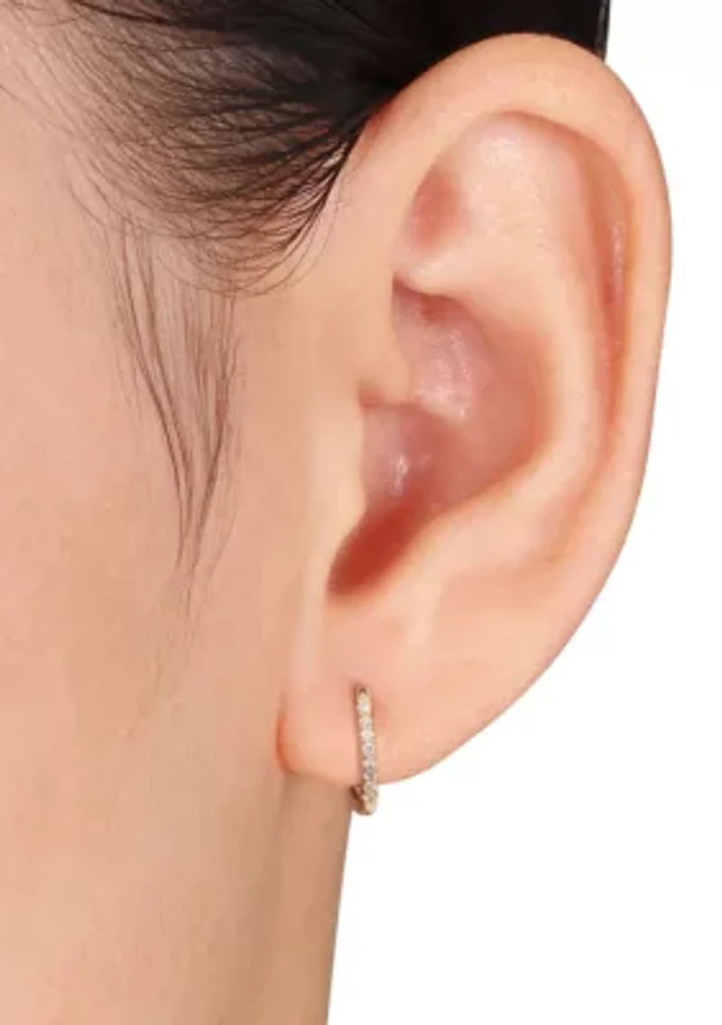 Diamond Hoop Earrings in 10k Yellow Gold