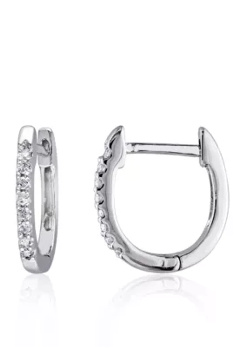 1/10 ct. t.w. Diamond Hoop Earrings in 10k White Gold