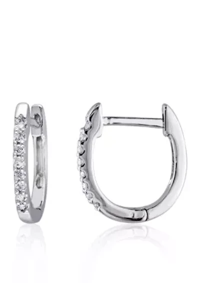 1/10 ct. t.w. Diamond Hoop Earrings in 10k White Gold