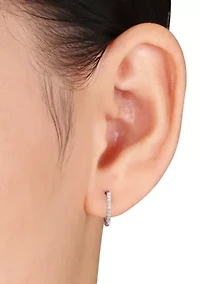 1/10 ct. t.w. Diamond Hoop Earrings in 10k White Gold