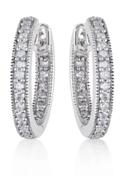 Diamond Hoop Earrings in 14k White Gold
