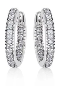 Diamond Hoop Earrings in 14k White Gold