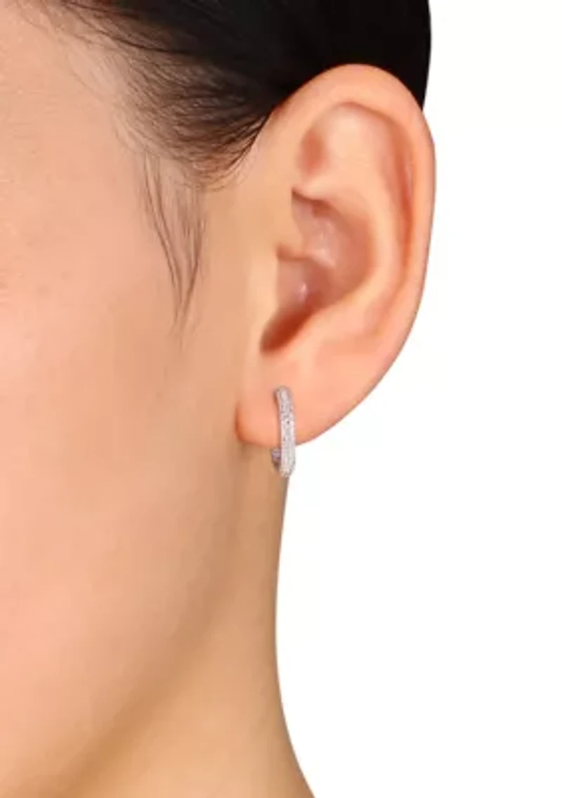 Diamond Hoop Earrings in 14k White Gold