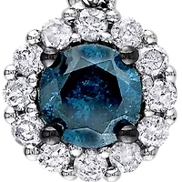 Blue and White Diamond Pendant in 14k White Gold