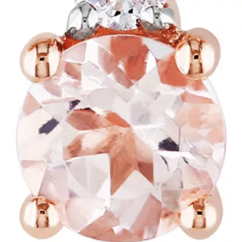 10k Rose Gold Morganite and Diamond Stud Earrings