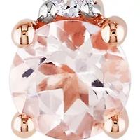 10k Rose Gold Morganite and Diamond Stud Earrings