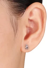 10k Rose Gold Morganite and Diamond Stud Earrings