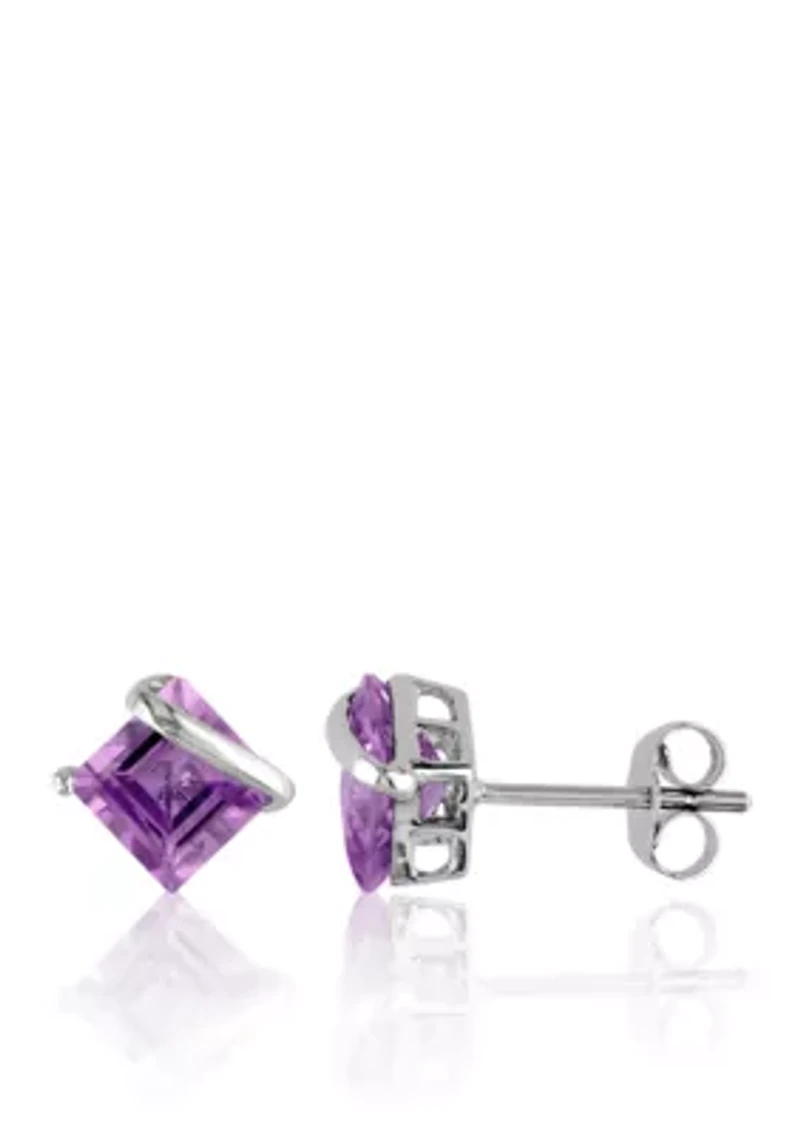 10k White Gold Amethyst Earrings