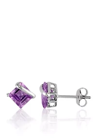 10k White Gold Amethyst Earrings