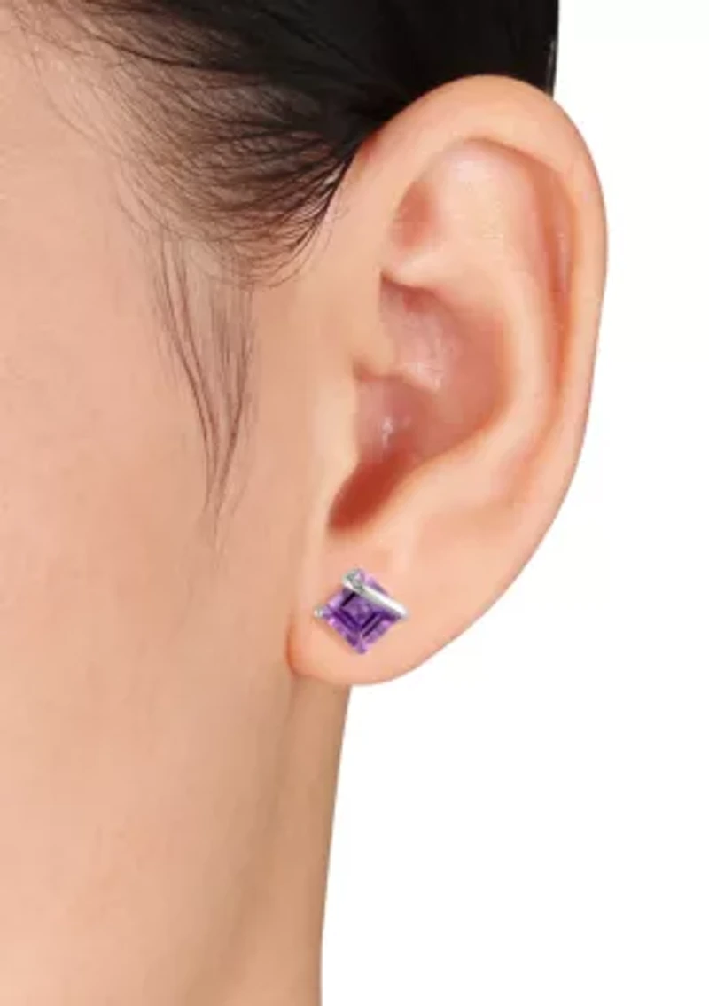 10k White Gold Amethyst Earrings
