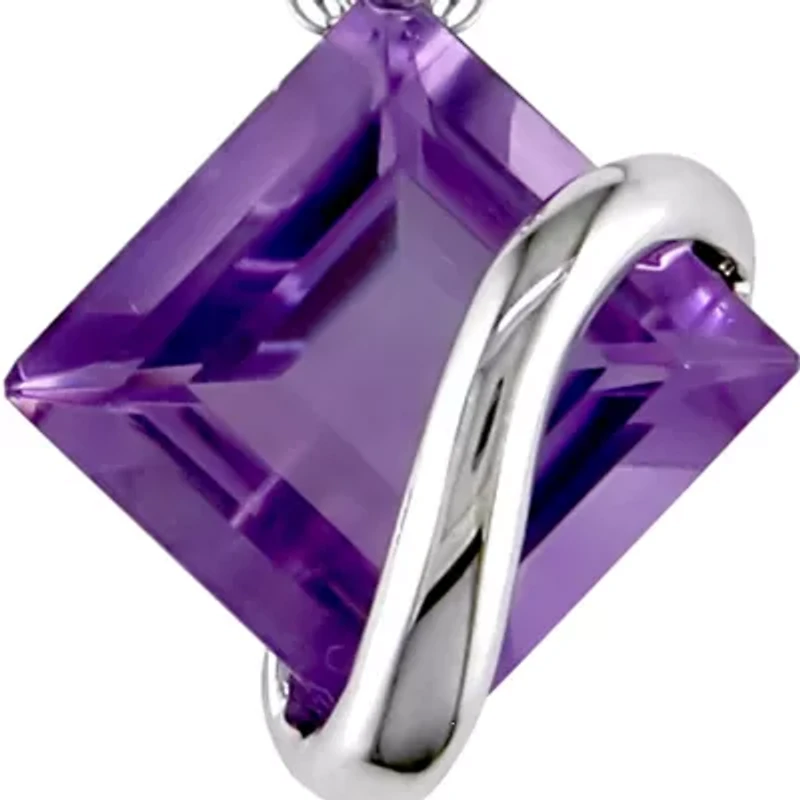 10k White Gold Amethyst Pendant