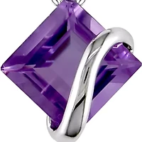 10k White Gold Amethyst Pendant