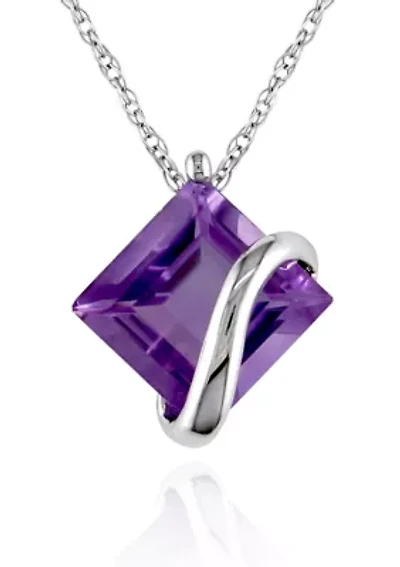 10k White Gold Amethyst Pendant