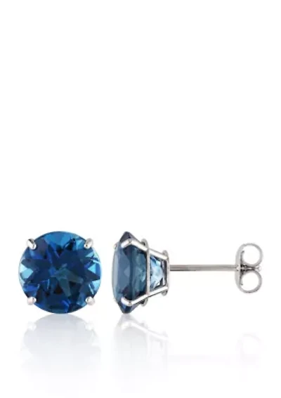 10k White Gold London Blue Topaz Earrings