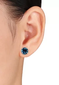 10k White Gold London Blue Topaz Earrings