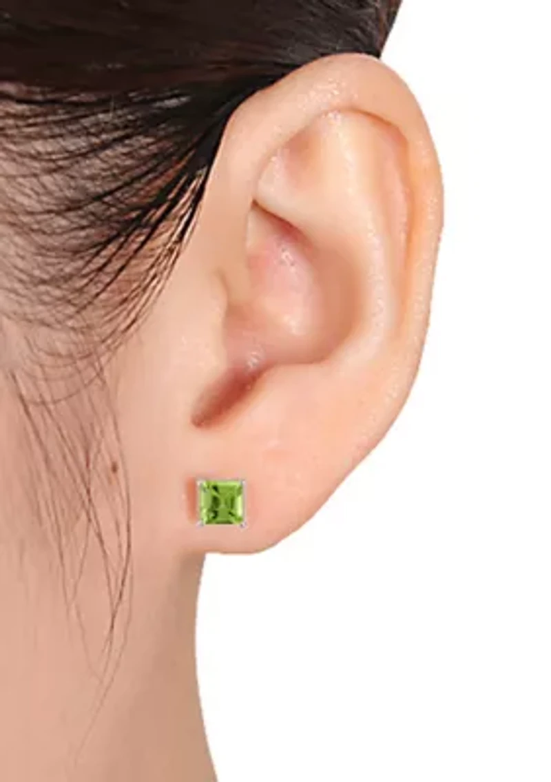 14k White Gold Peridot Stud Earrings