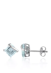 10k White Gold Aquamarine Stud Earrings