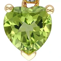 10k Yellow Gold Peridot and Diamond Pendant