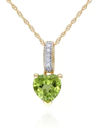 10k Yellow Gold Peridot and Diamond Pendant
